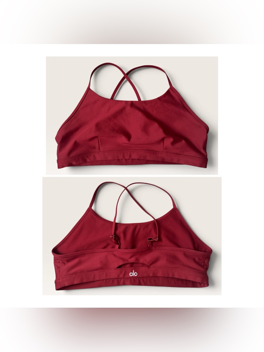 ALO Yoga Women's Burgundy Strappy Sports Bra, XL